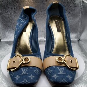 Louis Vuitton Denim Monogram High Heel Shoes